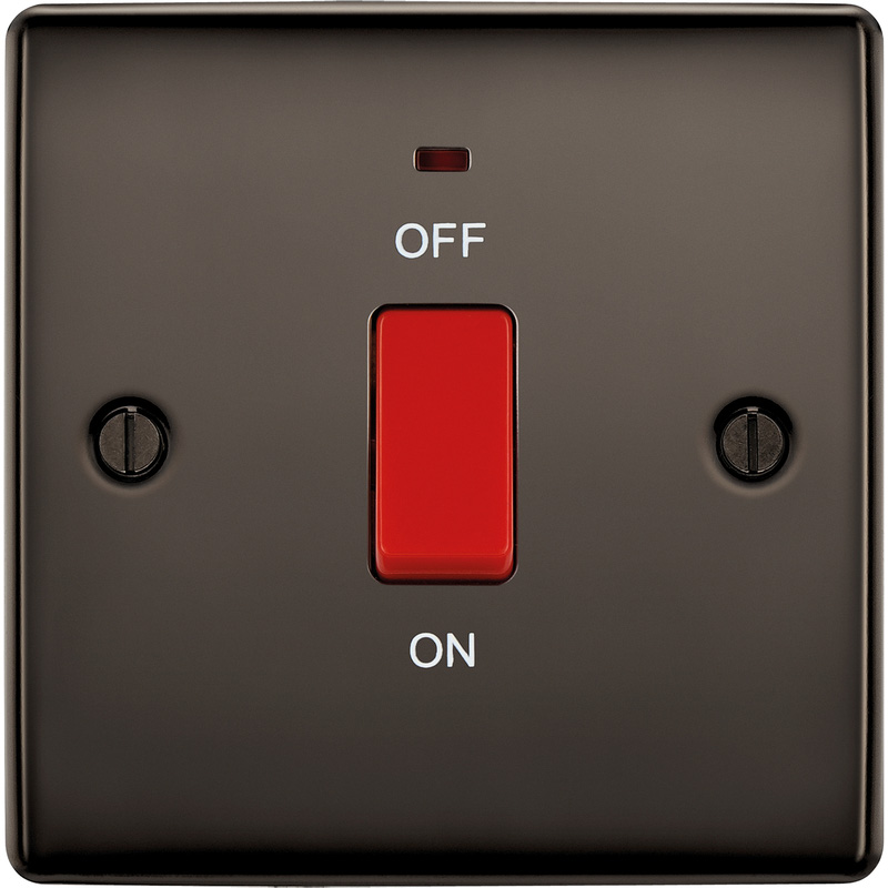 BG Black Nickel 45A DP Switch 45A 1 Gang + Neon