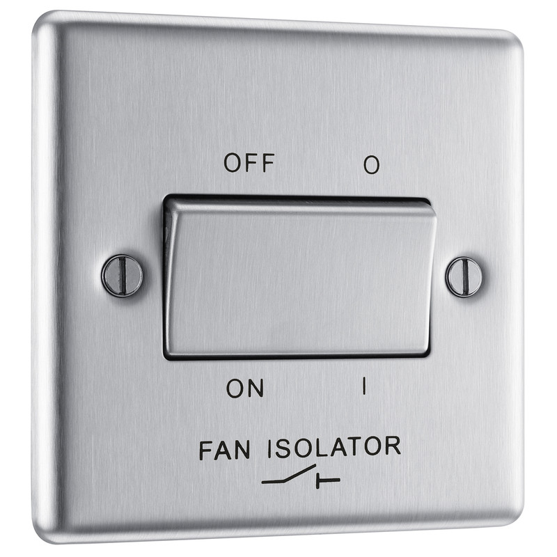 BG Brushed Steel Fan Isolator Switch 10A 3 Pole