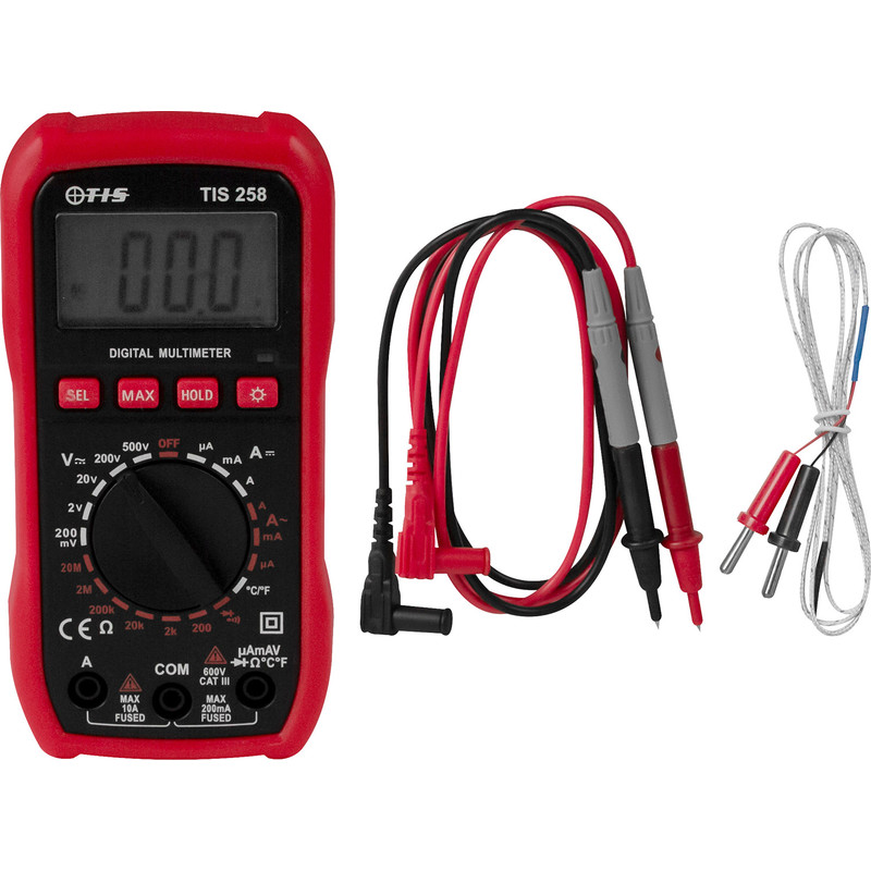 TIS 258 Digital Multimeter With Temperature Probe