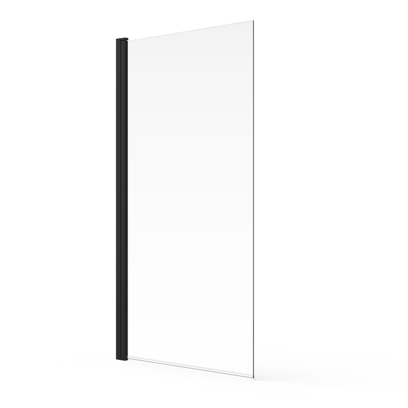 Aqualux Square Bath Screen Matt Black Frame 1500x900mm