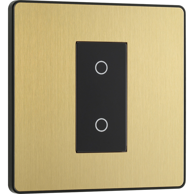 BG Evolve Brushed Brass (Black Ins) 200W Single Touch Dimmer Switch, 2-Way Secondary