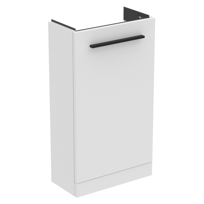 Ideal Standard i.life S Compact Cloakroom Wall Hung Vanity Unit with Basin Matt White 410mm with Matt Black Handle