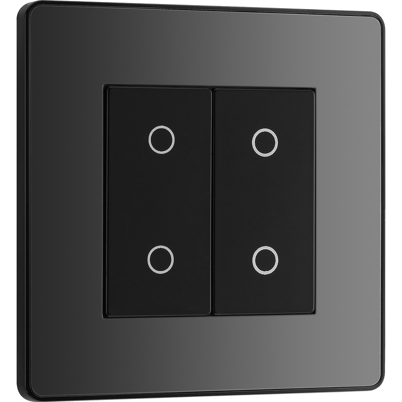 BG Evolve Black Chrome (Black Ins) 200W Double Touch Dimmer Switch, 2-Way Secondary