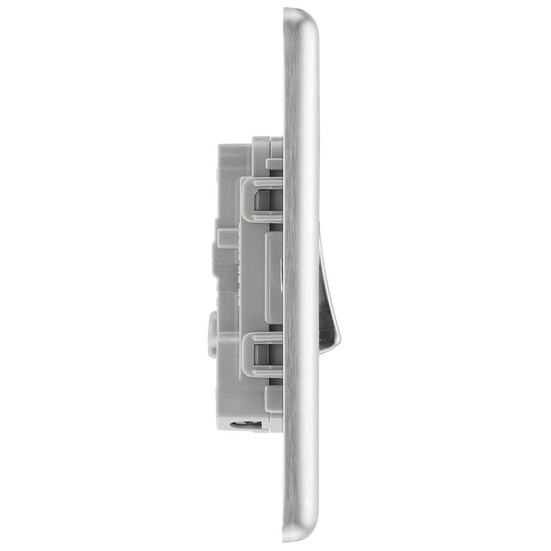 BG Brushed Steel 10A Switch 1 Gang 2 Way