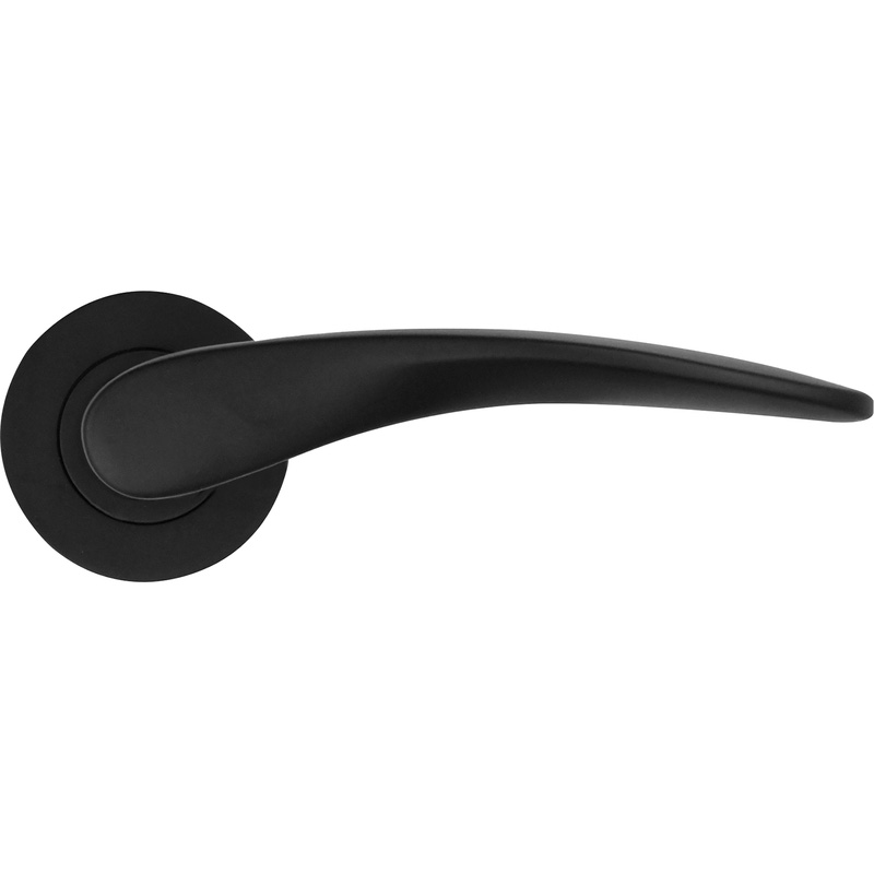 Stanza Merida Lever on Rose Door Handles Matt Black