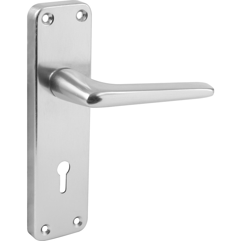 Aluminium Door Handles Lock Satin 154 x 41mm