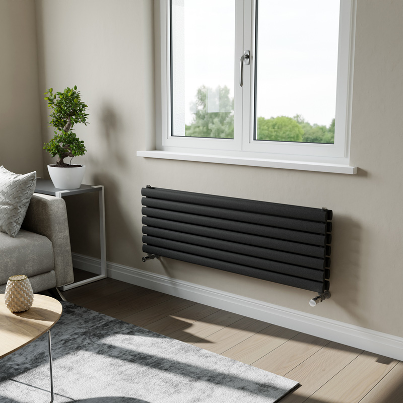 Ximax Bristol Double Horizontal Designer Radiator 410 x 1200mm 3034Btu Anthracite