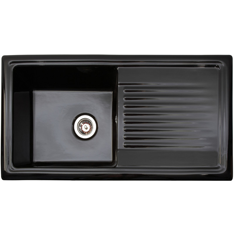 Reginox Reversible Ceramic Kitchen Sink & Drainer Single Bowl Black