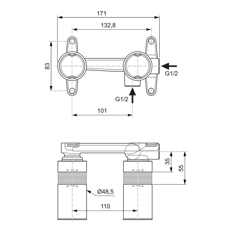 Ideal Standard Ceraplan Taps Wall Mounted Basin Mixer