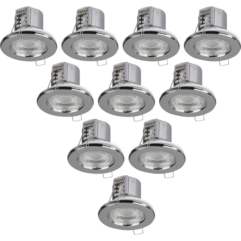 V-TAC LED 5W Integrated Dimmable Fire Rated IP65 Downlight Chrome 440lm Warm White