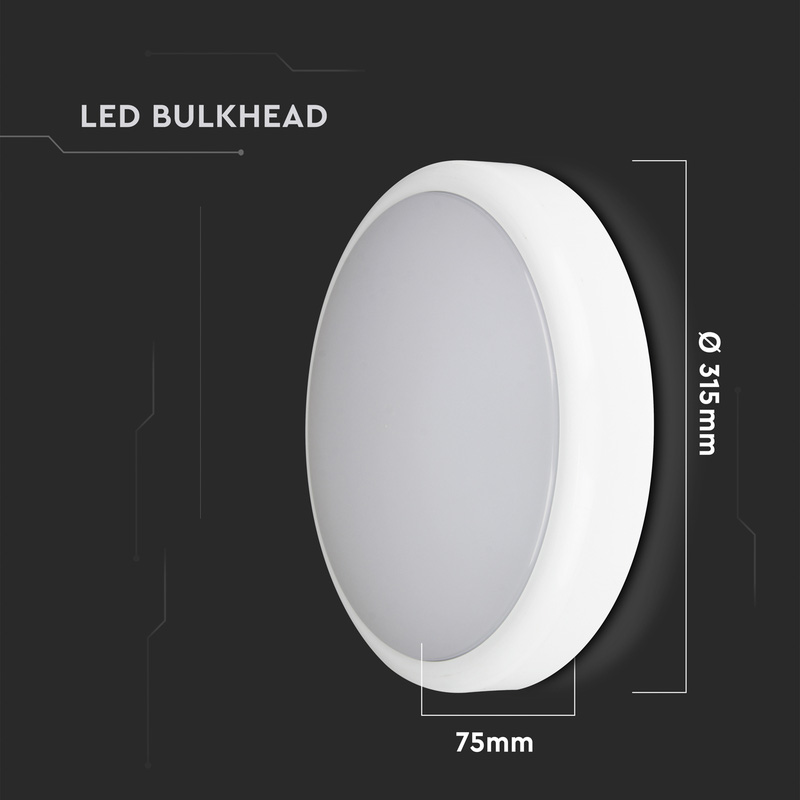 V-TAC 8W/16W/20W LED Sensor Bulkhead with Samsung Chip 3in1 CCT IP65 White 2100lm 3in1 CCT