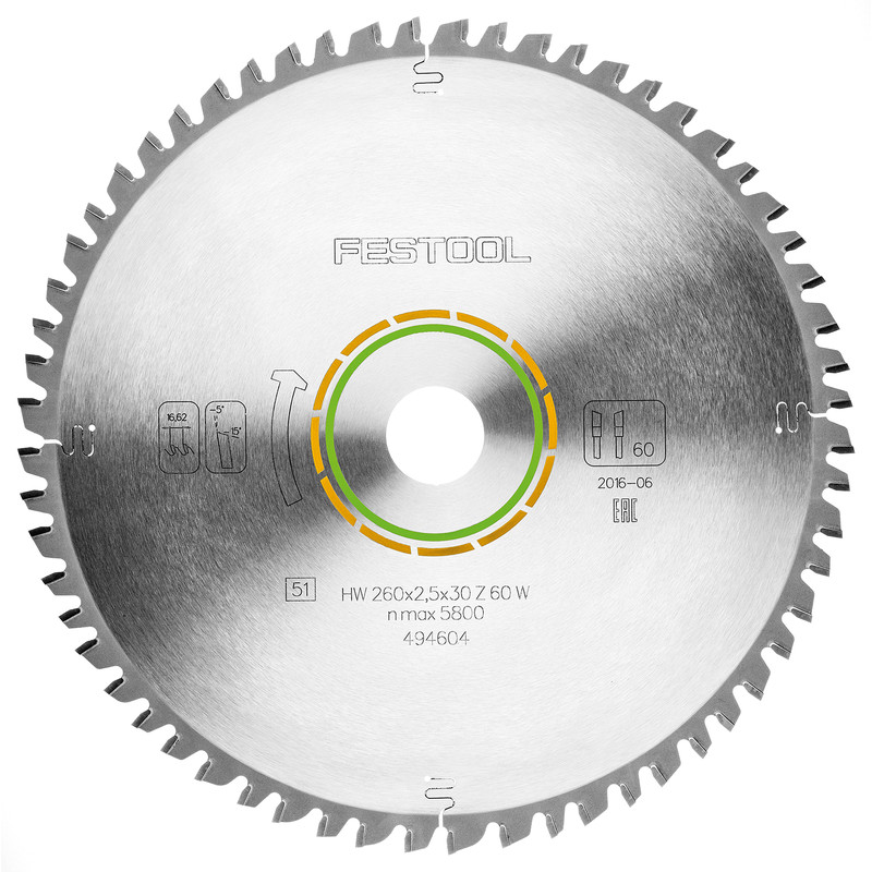 Festool Kapex Saw Blade 260 x 2.5 x 30mm W60