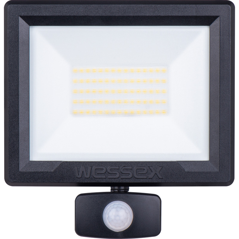 Wessex LED PIR Floodlight IP65 50W 6000lm 4000K Black
