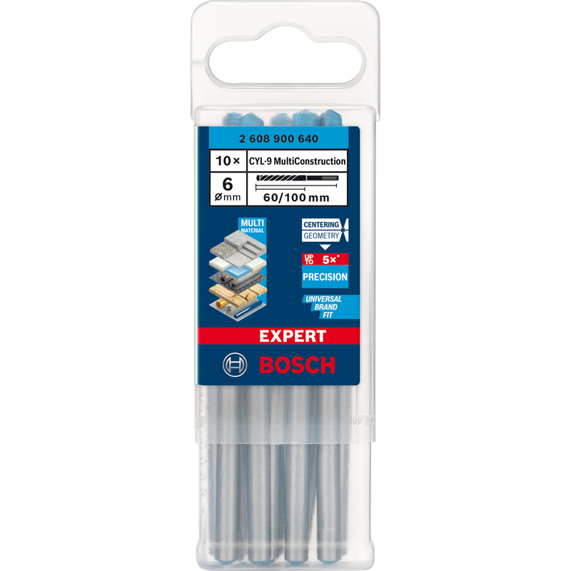 Bosch EXPERT Multi Construction TCT Drill Bit 6 x 100mm 10 Pack