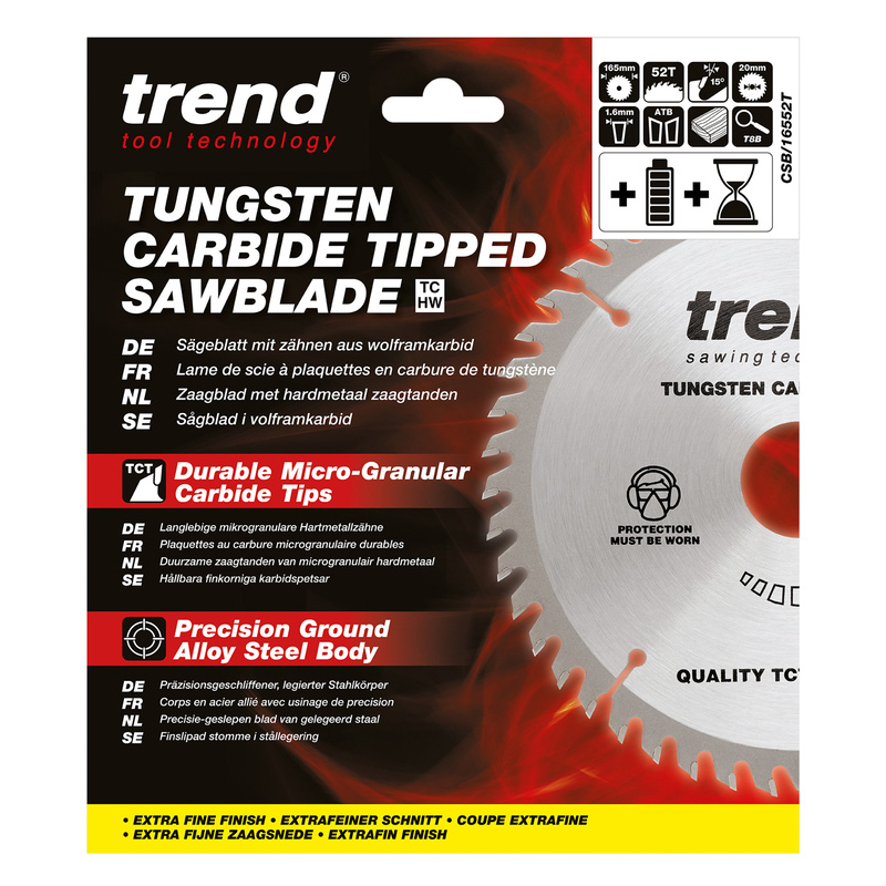 Trend Craft Thin Kerf Circular Saw Blade 165 x 52T x 20mm CSB/16552T