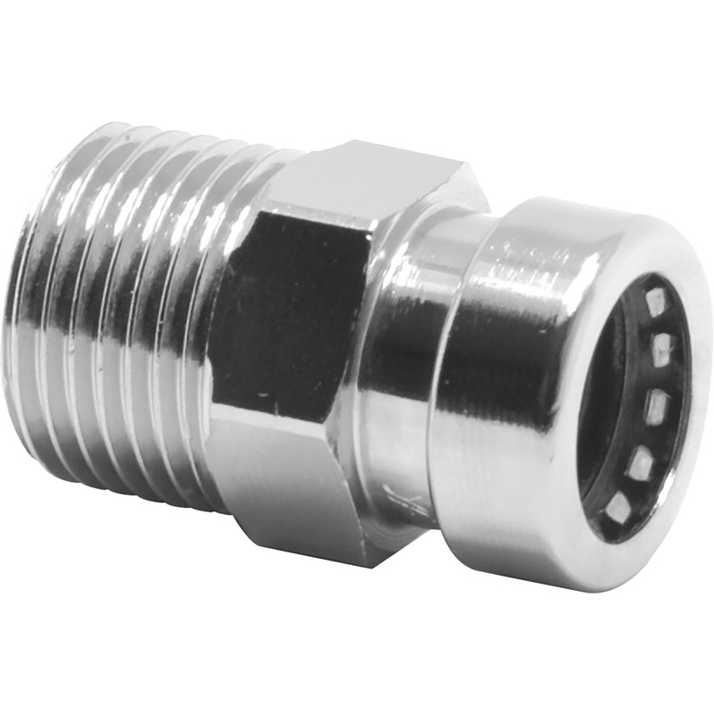 Pegler Yorkshire Tectite Sprint Chrome Push-Fit Straight Male Connector 15mm x 1/2"