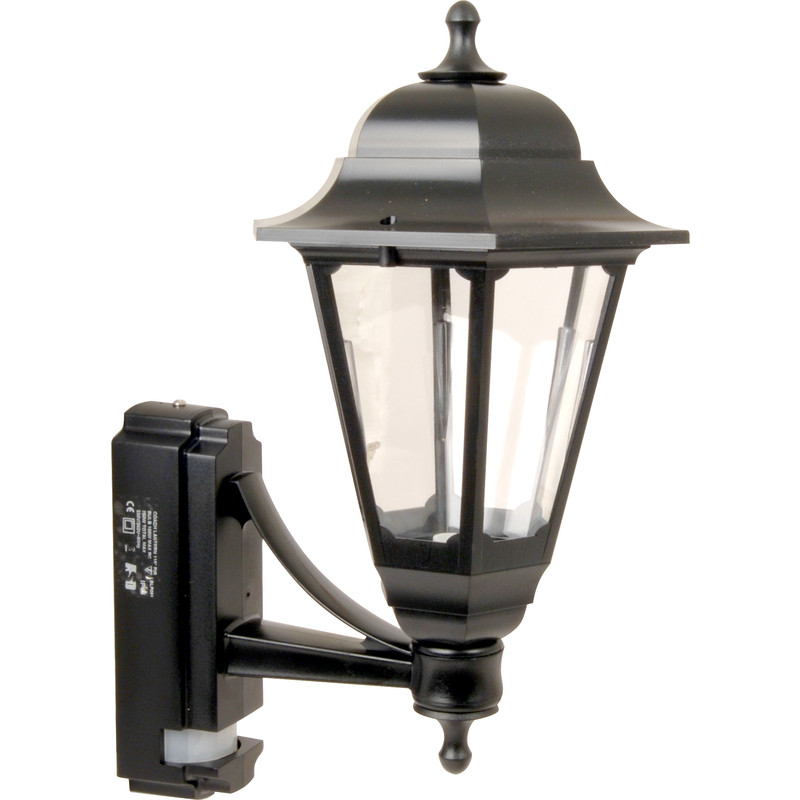 ASD Coach Lantern IP44 Polycarbonate 100W BC Black PIR