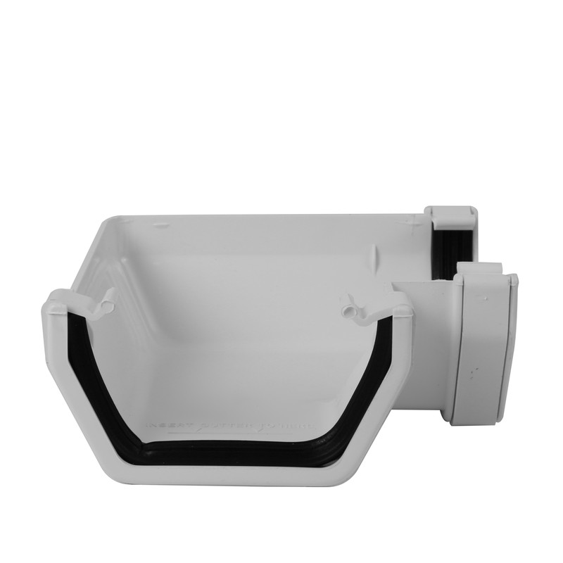 114mm Square Line Gutter Angle 90° White