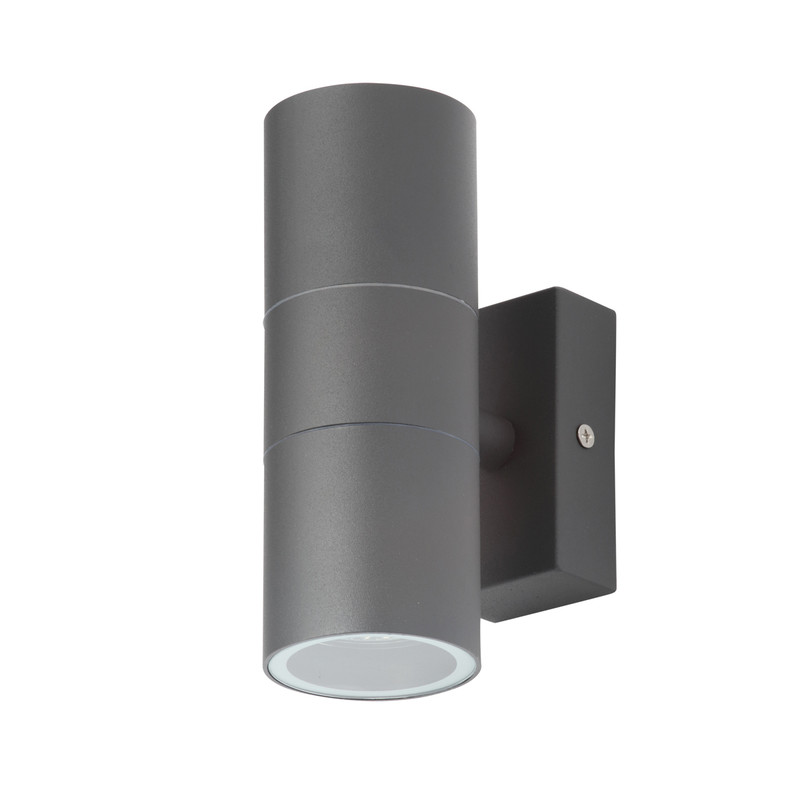 Zink Leto Up & Down Wall Light IP44 Anthracite Stainless Steel