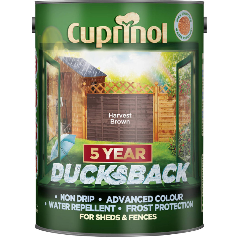 Cuprinol Ducksback Shed & Fence Treatment 5L Harvest Brown