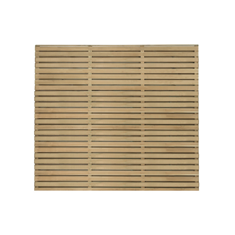 Forest Garden Pressure Treated Contemporary Double Slatted Fence Panel 6' x 5'