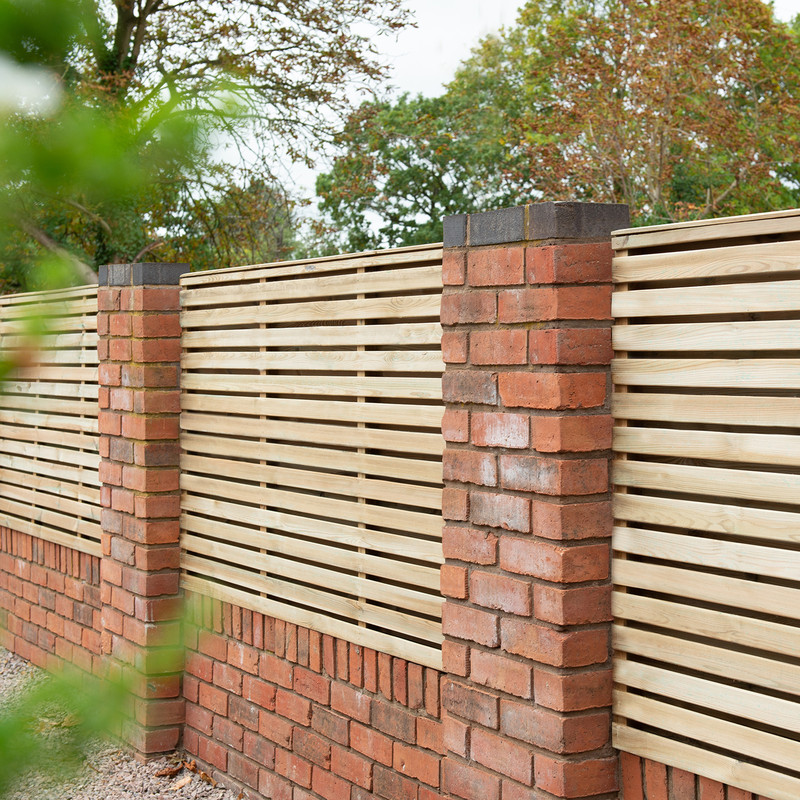 Forest Garden Pressure Treated Contemporary Double Slatted Fence Panel 6' x 3'