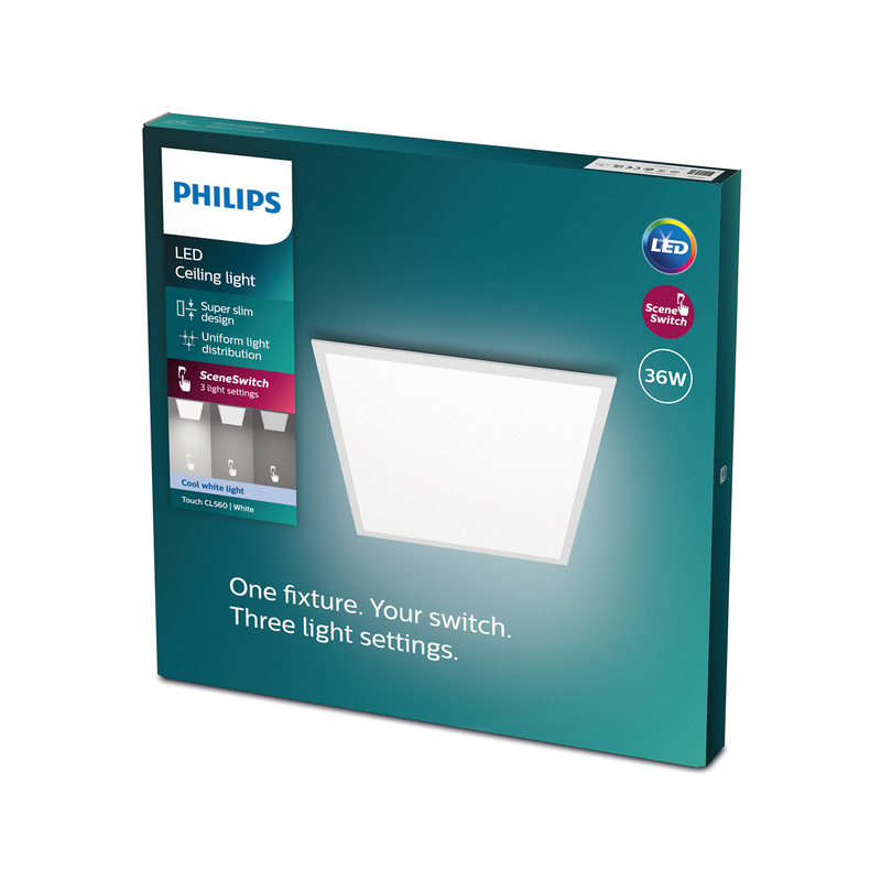 Philips CL560 Super Slim Square Panel Ceiling Light 600x600mm White 36W 3600lm Cool White