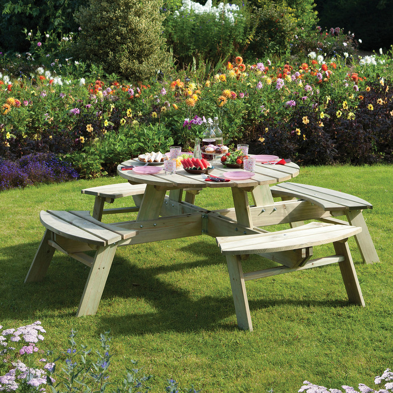 Rowlinson Round Picnic Table 72cm (h) x 200cm (w) x D200cm (d)