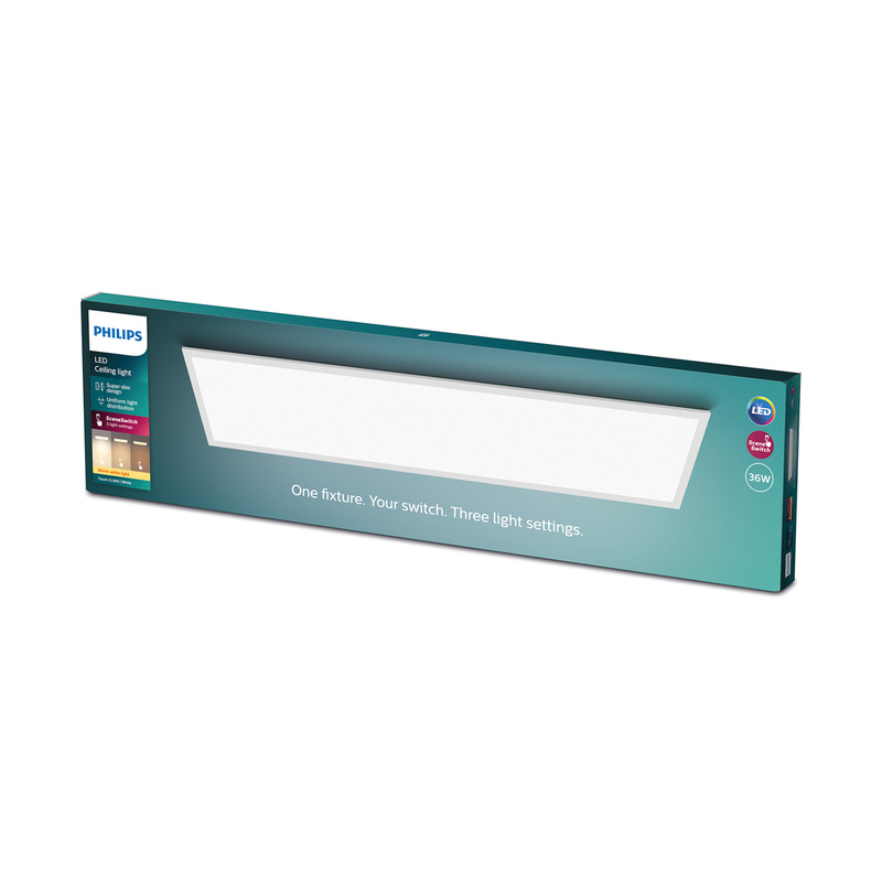 Philips CL560 Super Slim Rectangular Panel Ceiling Light 1200x300mm White 36W 3600lm Warm White