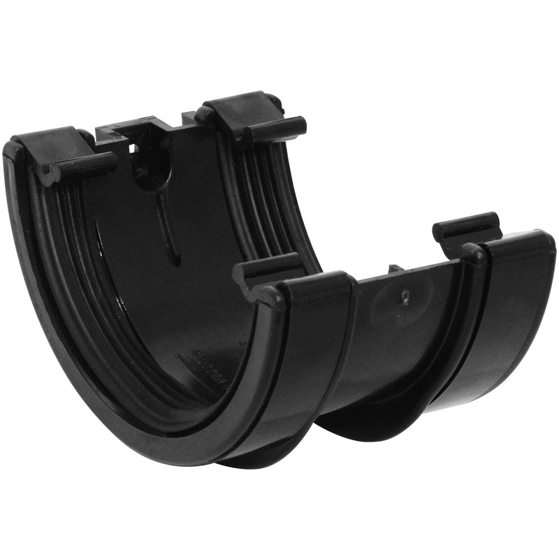 112mm Half Round Union Bracket Black