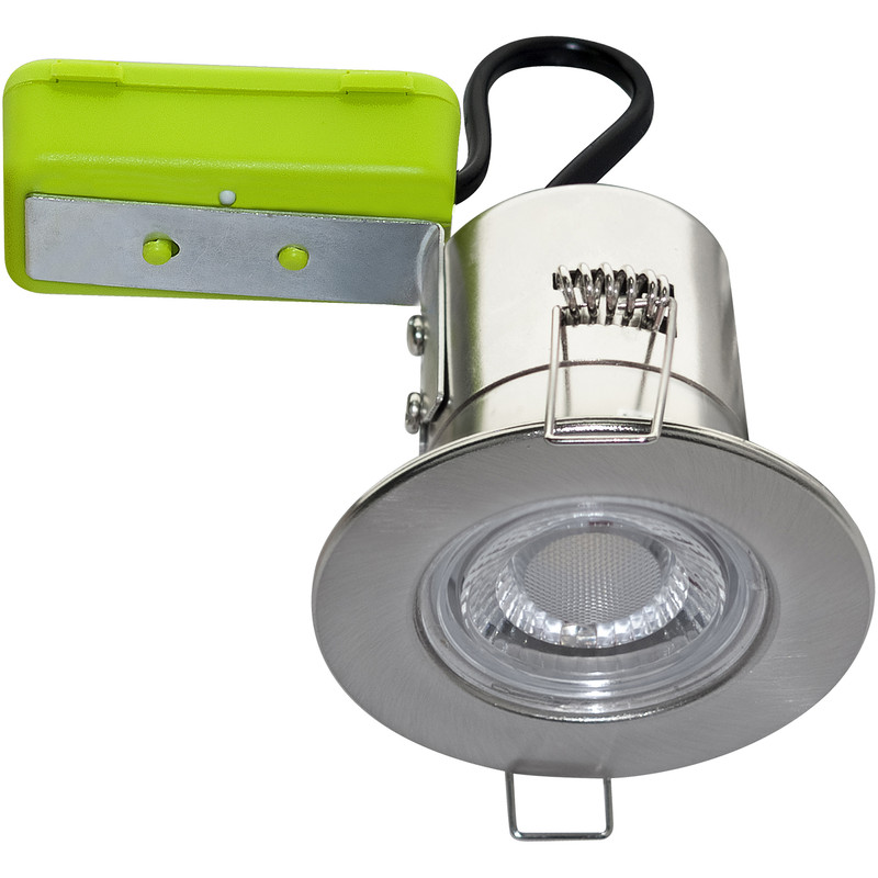Luceco LED 5W Integrated Dimmable Fire Rated IP65 Downlight Brushed Steel 450lm Cool White