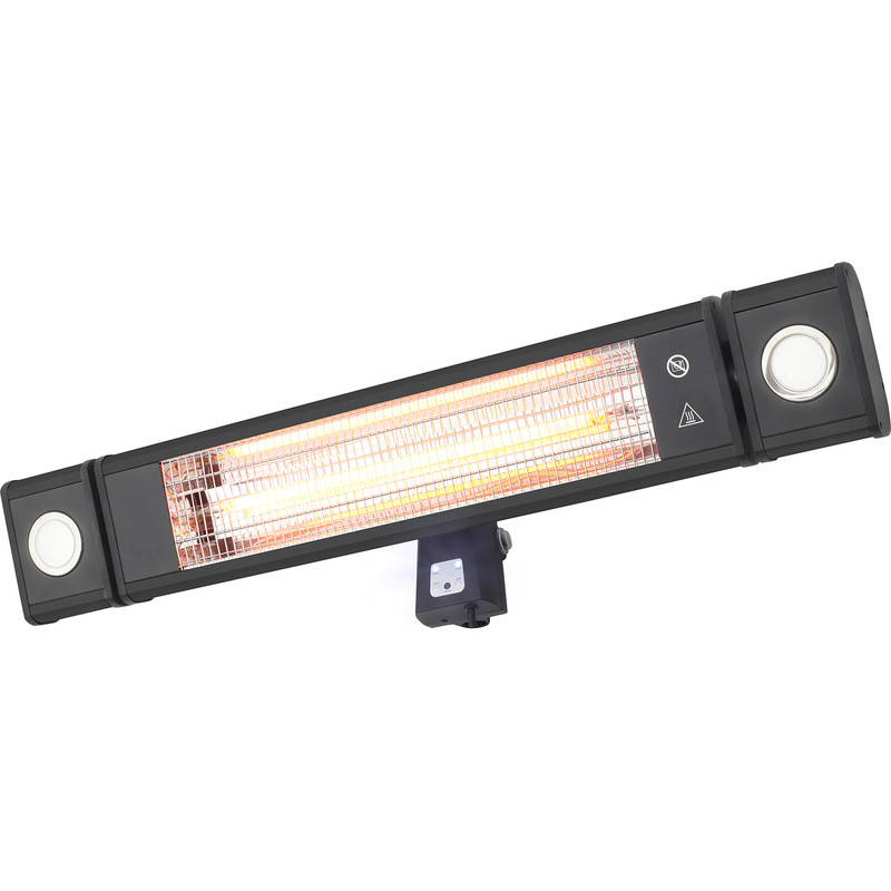 Zink Wall / Stand Mount Patio Heater 1.8kW IP44 with LED Lights 1800W