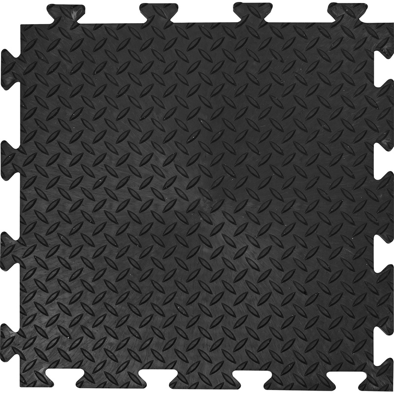 Tuff-Tile Diamond Top Interlocking Floor Tile 50cm x 50cm x 14mm - Black