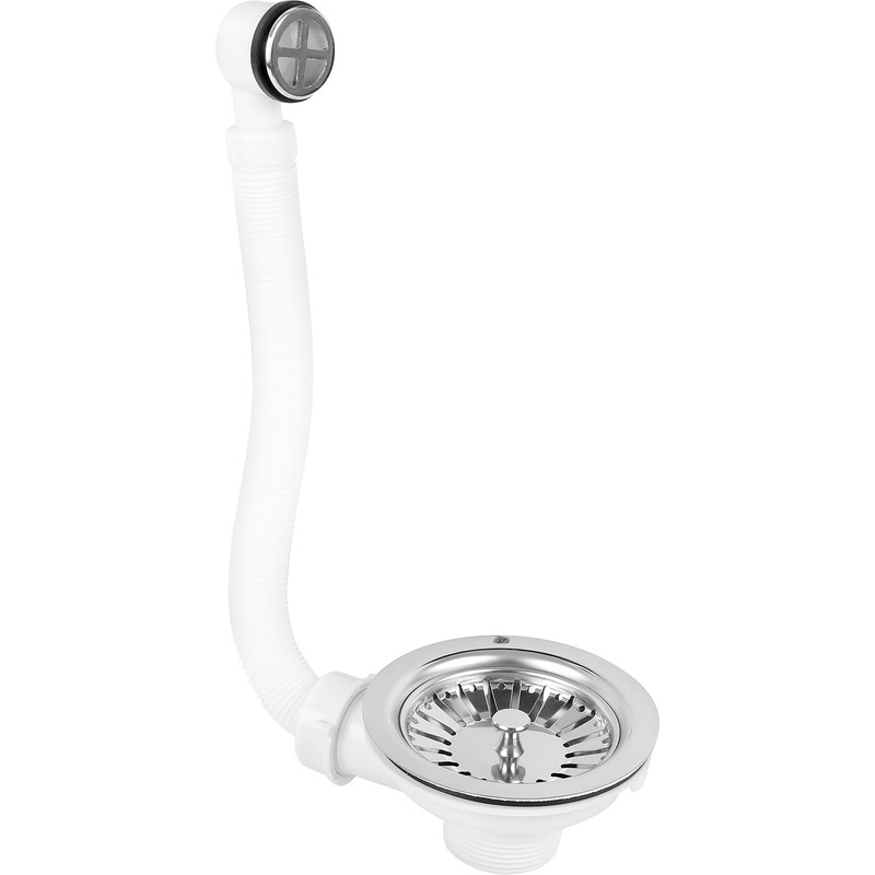 Stainless Steel Basket Strainer Waste 1 1/2" with Round Overflow