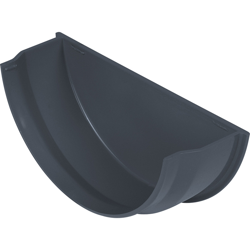 112mm Half Round Stop End Internal Anthracite Grey