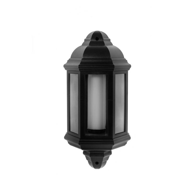 LED PIR IP44 Half Lantern 7W Black 540lm