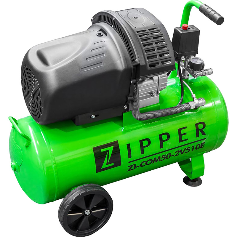 Zipper COM50-2V510E 50L 3.0HP Pro Twin Cylinder Air Compressor + 5 Piece Air Tool Kit - 10 bar 230V