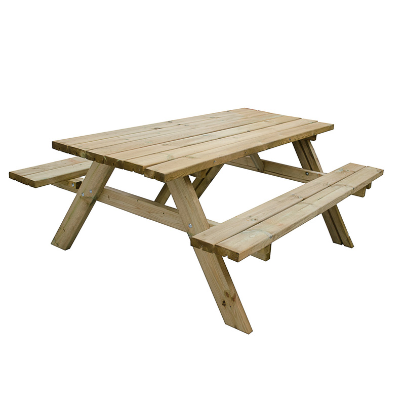 Forest Garden Small Rectangular Picnic Table 70cm (h) x 150cm (w) x 150cm (d)