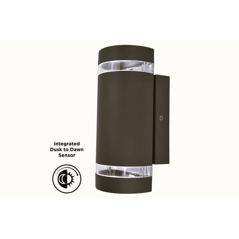 Lutec Focus IP44 Dusk to Dawn Wall Light 2x GU10 Max 35W Matt Black