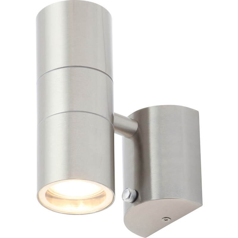 Leto Stainless Steel Up & Down Photocell Wall Light IP44 GU10 2 x 35W Max