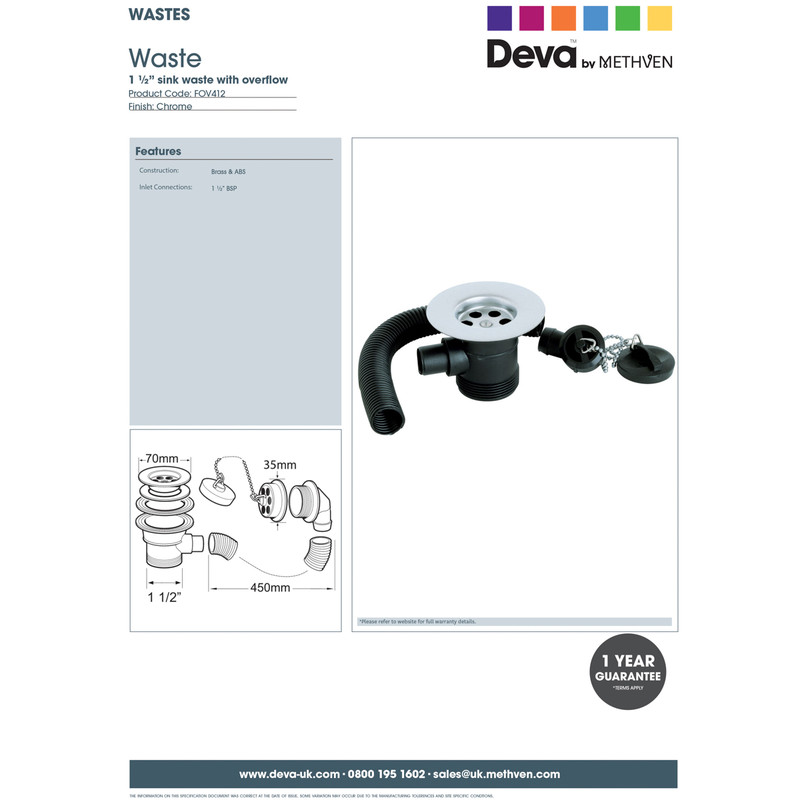 Combination Sink Waste 1 1/2"