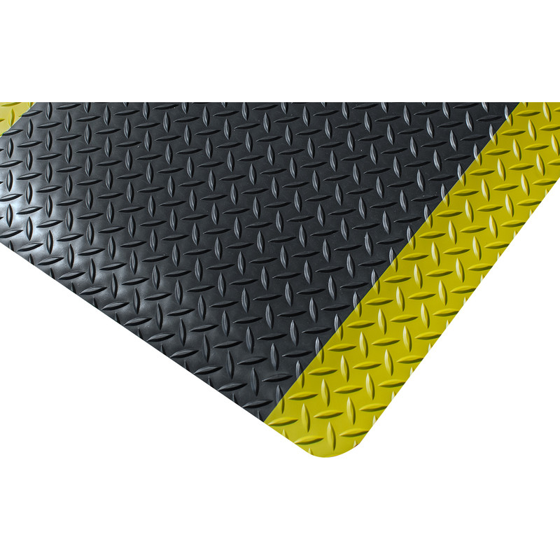 Kumfi Tough Vinyl Anti-Fatigue Mat 0.9m x 0.6m - Black/Yellow