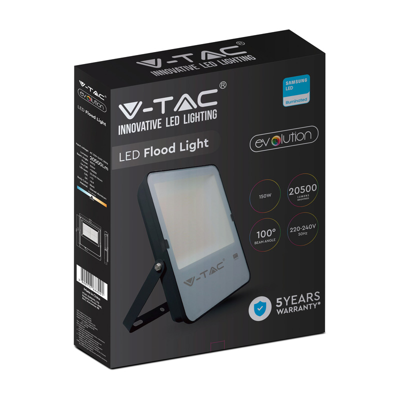 V-TAC IP65 LED Floodlight with Samsung Chip 150W Black 20500lm 4000K