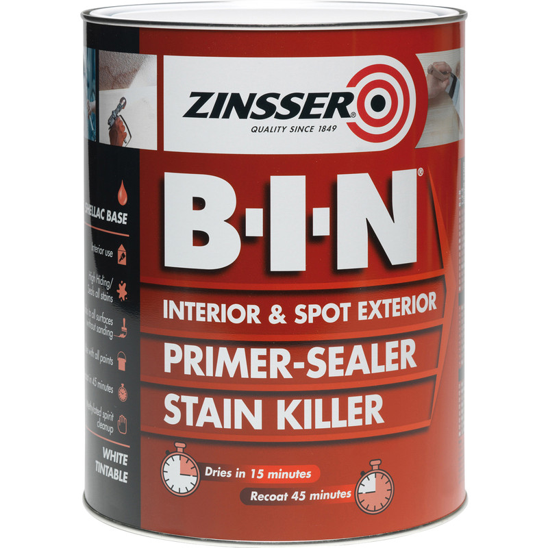 Zinsser B-I-N Primer Sealer Paint White 1L