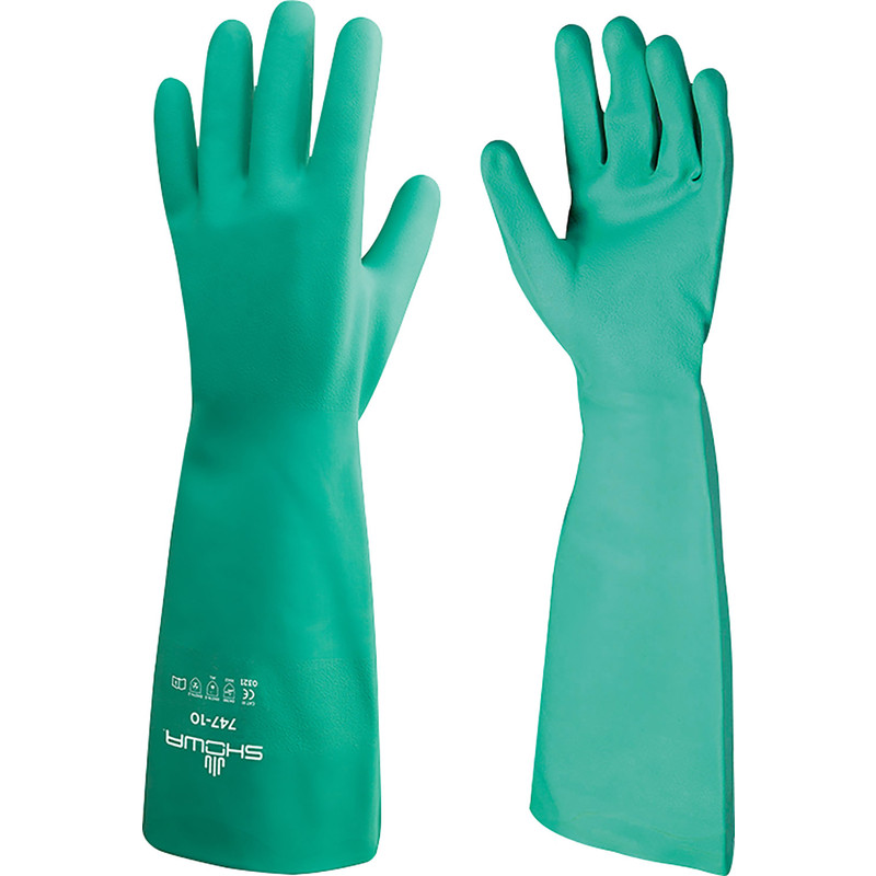 Showa 747 Nitrile Chemical Resistant Gauntlet Large