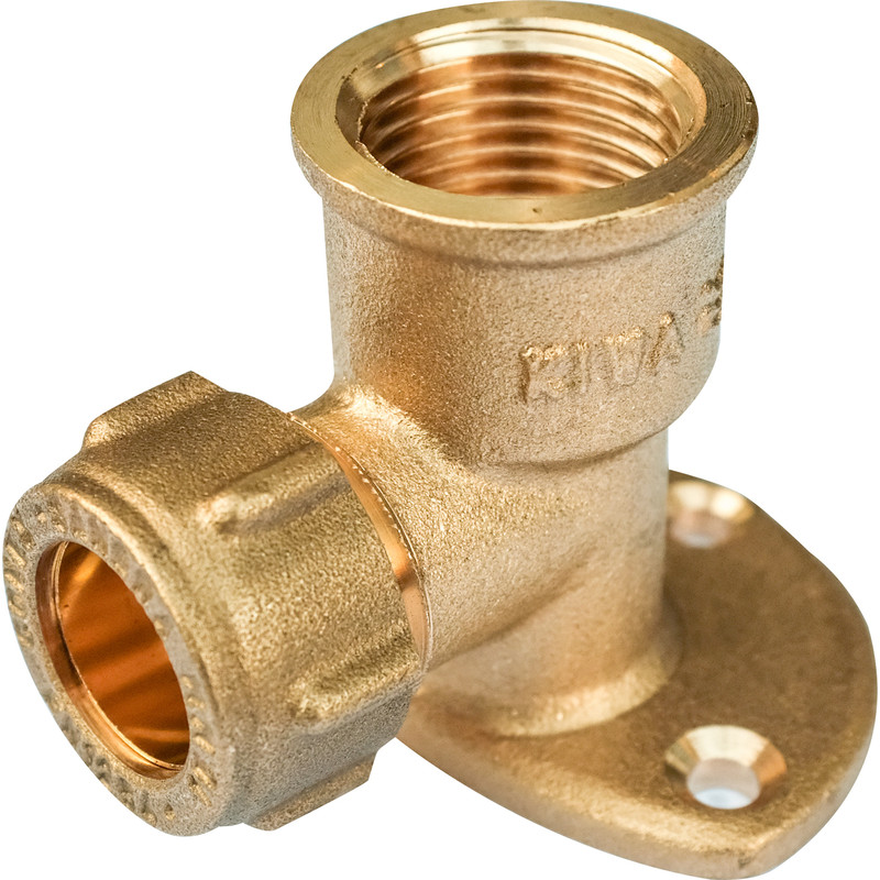 Conex Female Wall Plate Elbow (3 Hole) 15mm x 1/2"