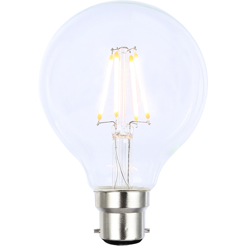 Vintage LED Filament G80 Dimmable Globe Bulb Lamp 4W BC 380lm Clear