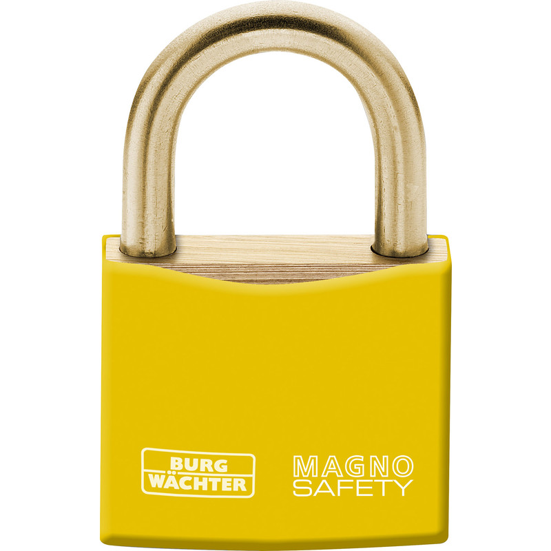 Burg-Wächter Magno Brass Safety Lockout Padlock Yellow 40mm
