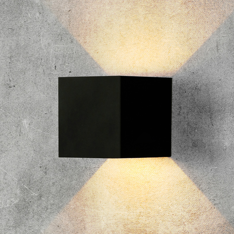 V-TAC 5W LED IP65 Square Wall Light with Adjustable Beam Black 700lm Warm White