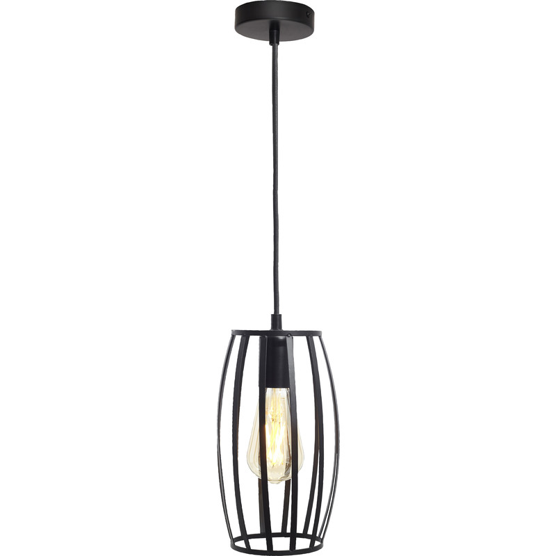 4lite WiZ Connected Decorative Single Black Pendant with Pear Shape Cage and ST64 6.5W LED Smart WiFi Bulb Warm to Cool White 720lm